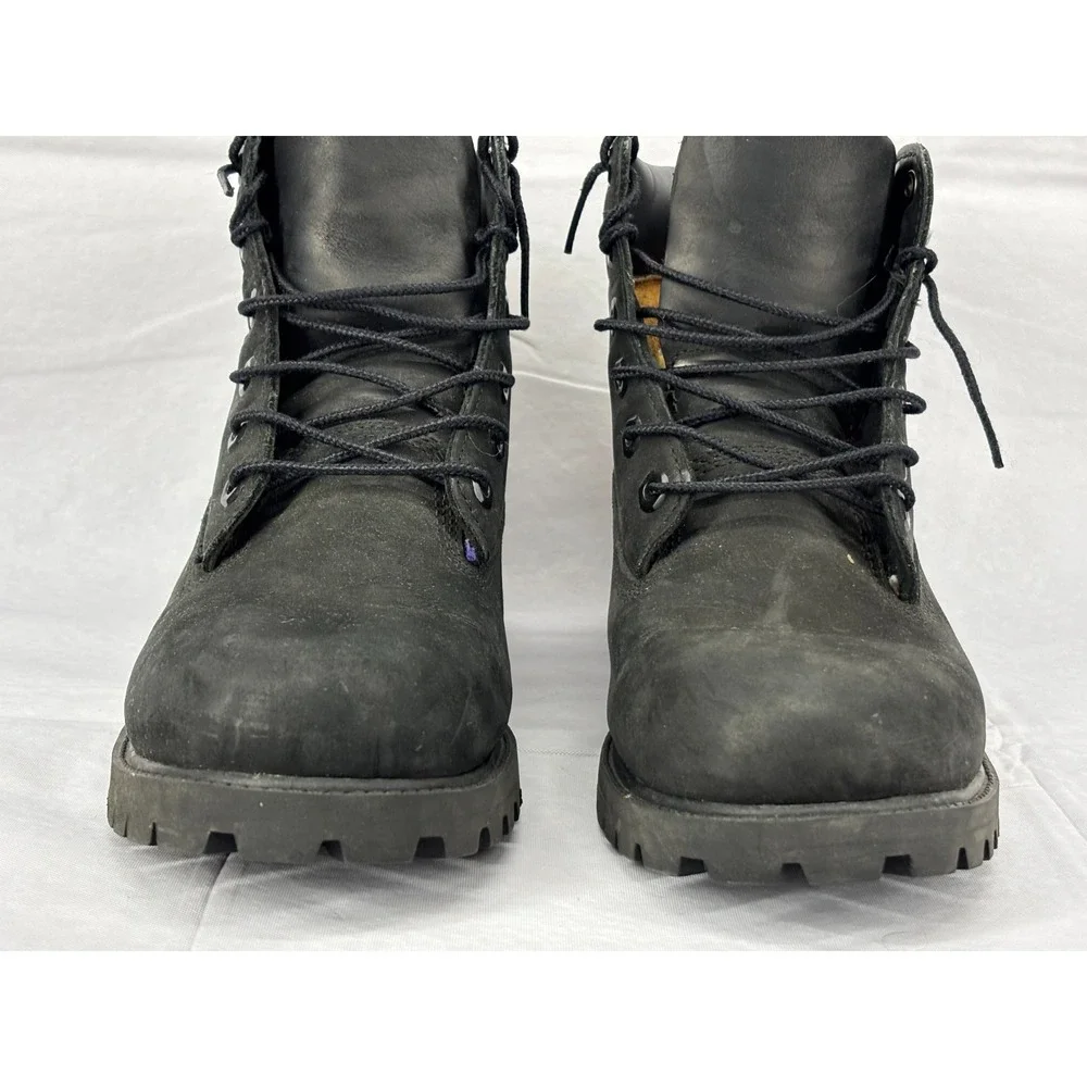 Timberland Premium 6 12907 Combat Boots Boys Black Nubuck Lace Up Waterproof 7
